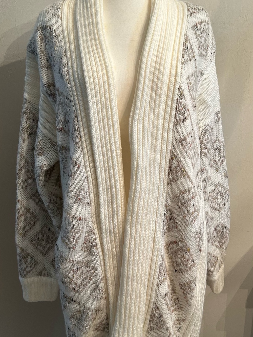 Vintage Monto Por Le Chois Boucle Long Knit Chunky Open Cardigan Sweater Size Sm